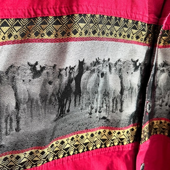 Rodeo West Mens Sz Large Vintage 90s Western Texas Button Down Shirt Top Ranch - Picture 9 of 11